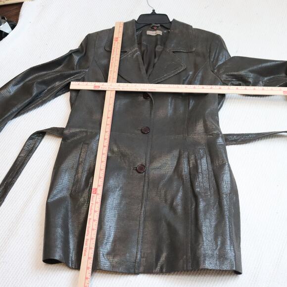 i.e. Genuine Leather Snakeskin Trench Coat w/ Belt Women’s Size L - Picture 3 of 7